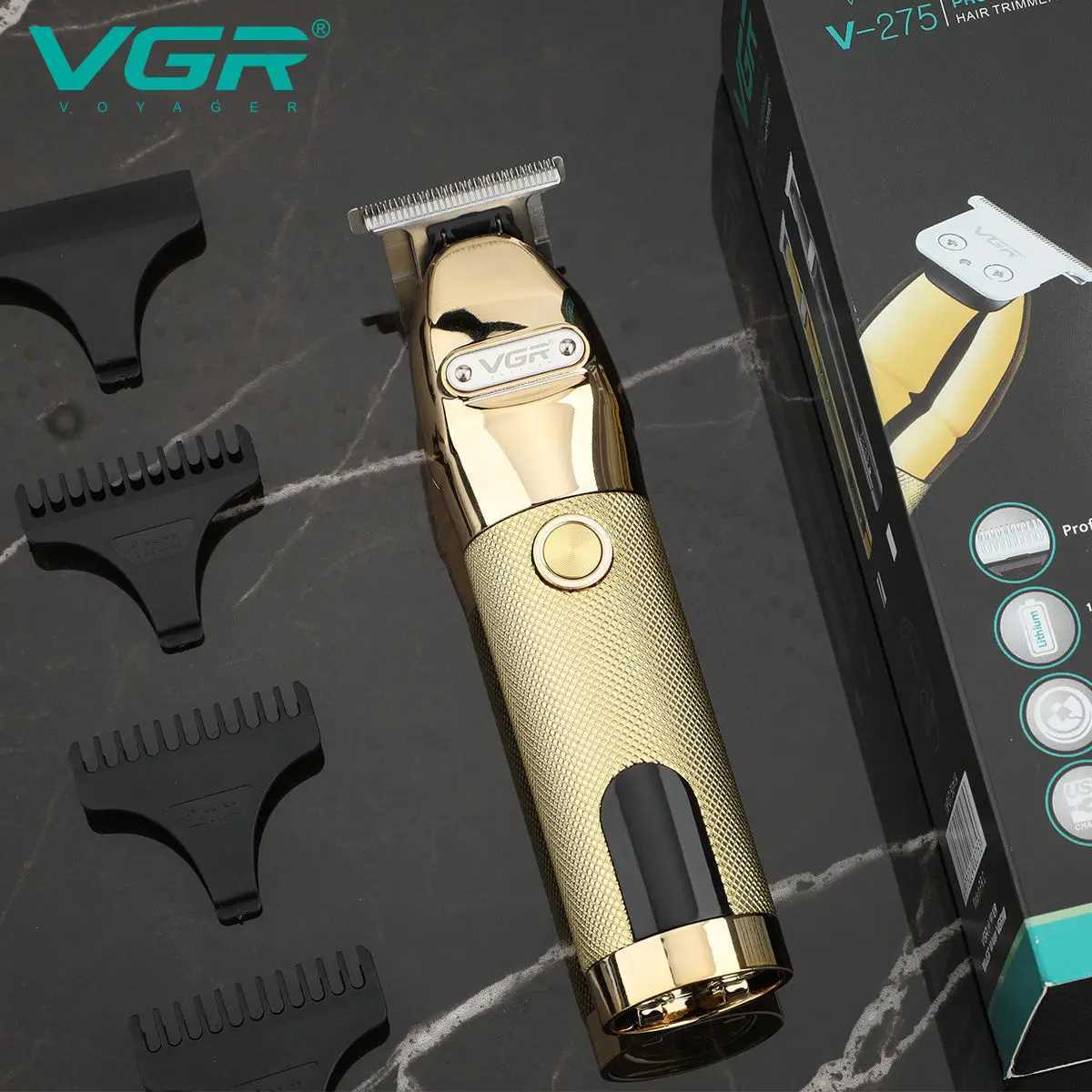 VGR 275 Electric Hair Clipper Professional Personal Care Barber Hair Trimmer Men Shaver LCD Rechargeable Metal Hair ClippersT251120