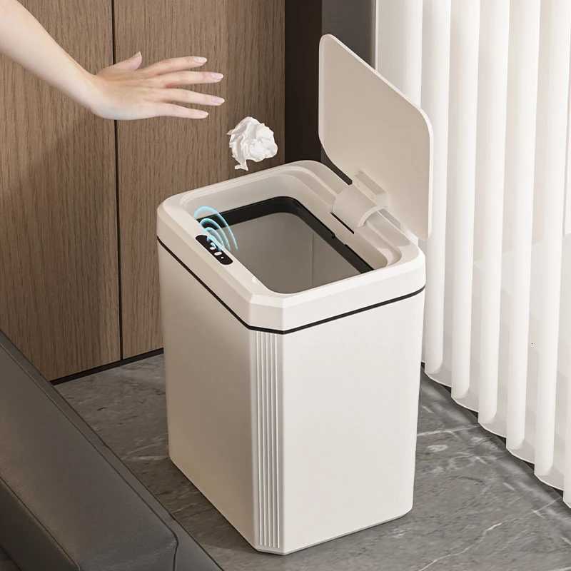 House Smart Sensor Trash Can Intelligent Touchless Trash Can Quiet Auto Motion Sensor Waste Bin for Kitchen Bathroom C251120