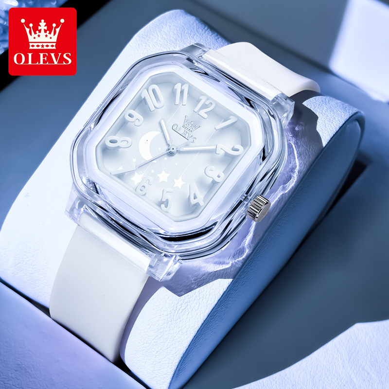 OLEVS Designer Ladies' Luxury Silicone Strap Waterproof Luminous Quartz Square Watch Offers Free Wholesale Delivery For Students And Children