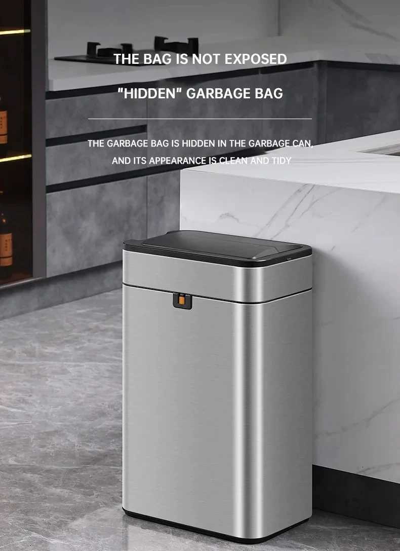 20/40/50/60LSmart Sensor Trash Can Waterproof Fashion Smart Trash Can Stainless Steel Wastebasket For Kitchen Living Room Bin C251120