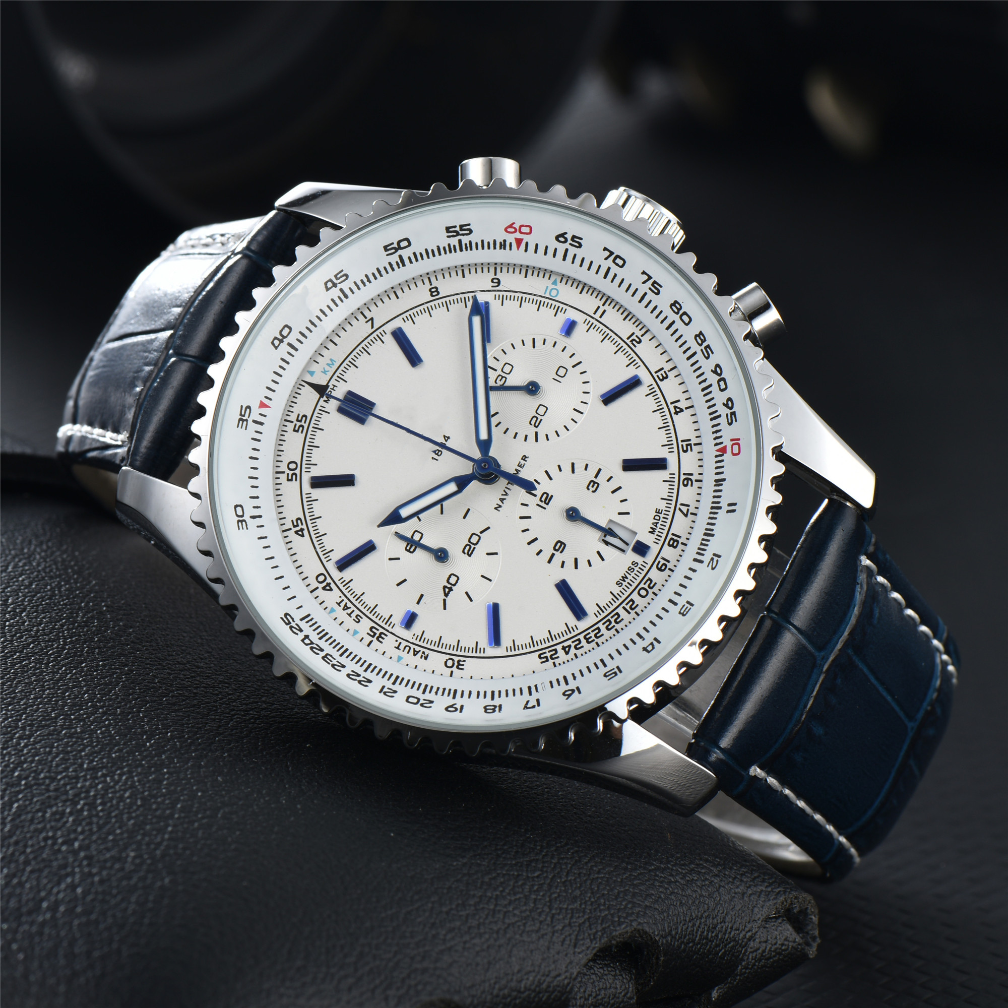 Aerospace Chronograph B01 - A new model of men's business quartz 6-finger all-function leather watch