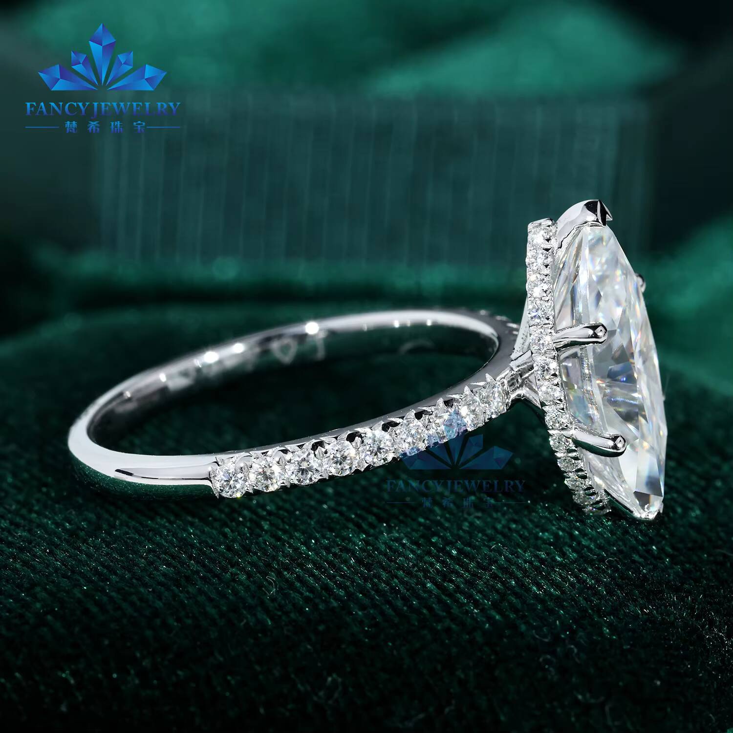 Fine Jewelry Marquise Cutting Lab Grown Diamond Ring 14k 18k Gold Marquise Cut Lab Grown Diamond Engagement Ring