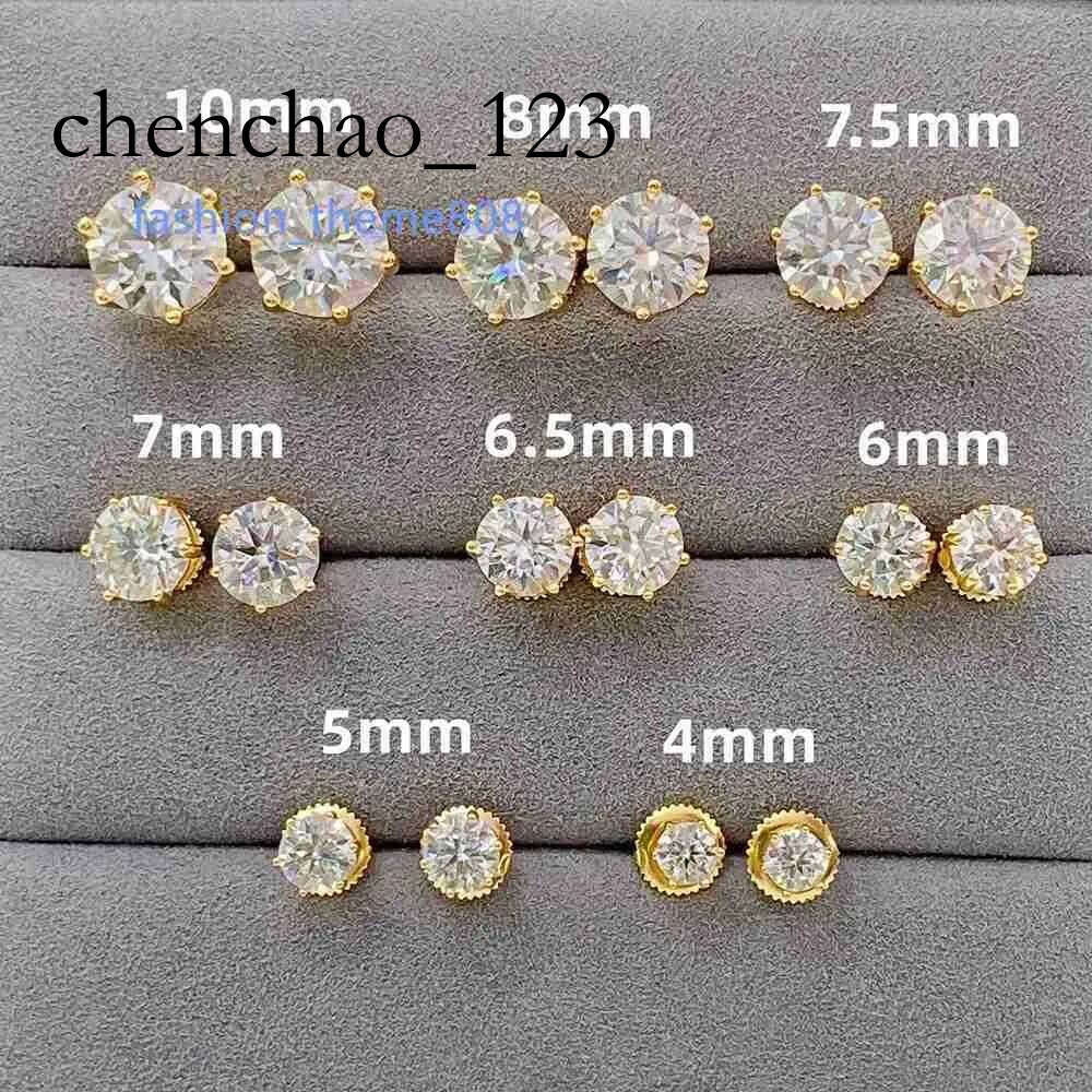 Pass Dia Tester Classic 6 Prong Sterg Sier Moissanite Screw Back Stud Earrings