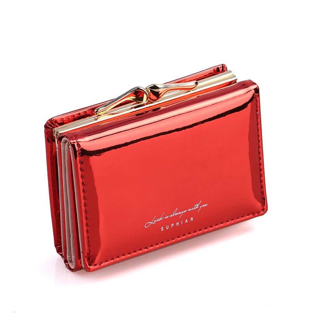 New Fashion Card Holder Trendy Folding Simple Womens Wallet PU Leather Laser Ins Girl Folding Short Coin PurseW251120
