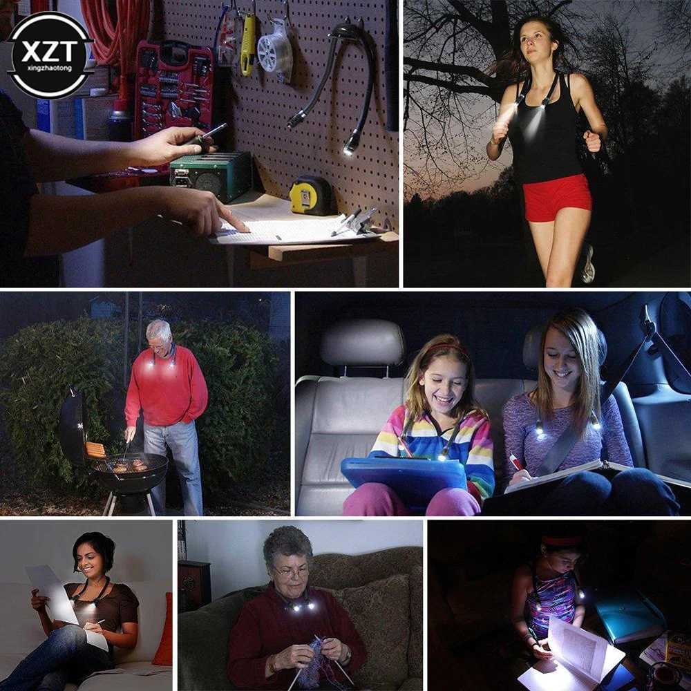 Flexible Neck Hug Book Light LED Neck Night Handsfree Led Neck Light Hug Reading Lamp Novelty Led Night Camping Light Flashlight M251120