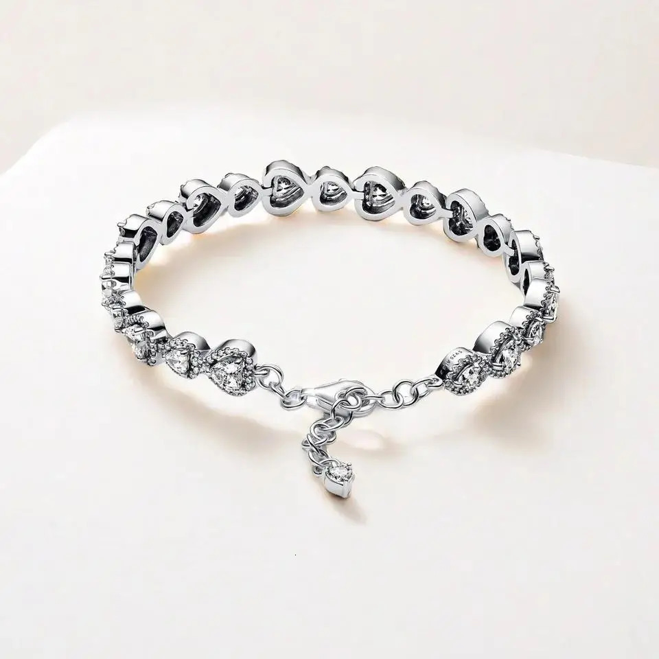 2025 s925 Love Bracelet Halo Hearts Bracelet S925 Pure Silver Classic Wedding Bracelets Fashion Jewelry Party Gift 250415