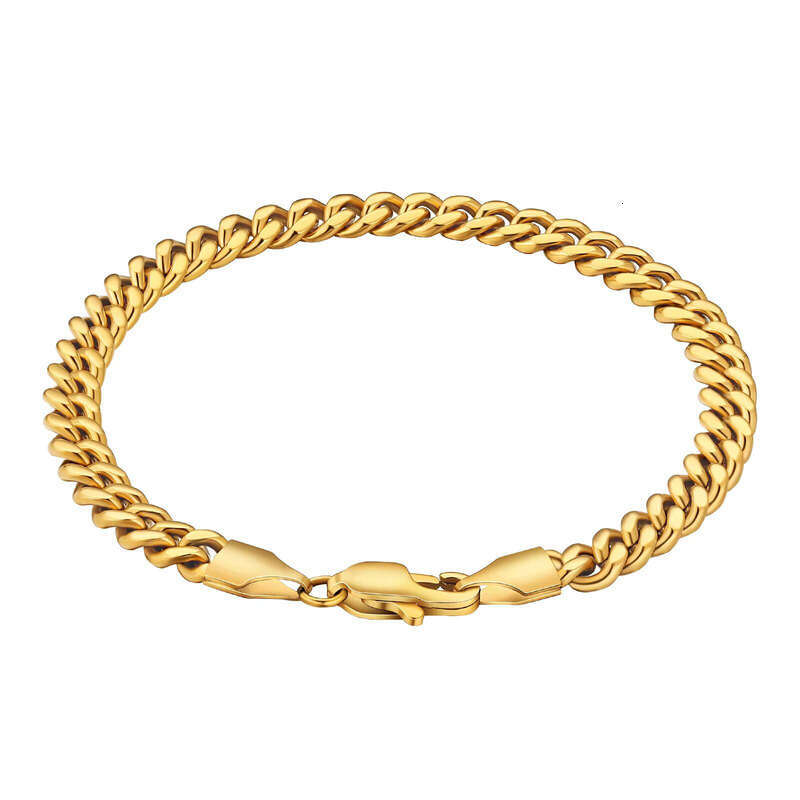 3mm 5mm Gold-Plated Rope Women, 316L sterling silver Chain for Men, Sturdy Cuban Chain, Figaro Bracelet