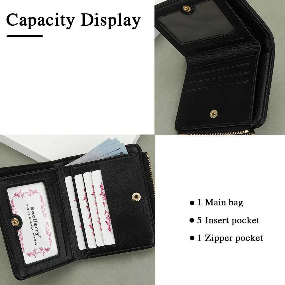 Short Wallet for Women Baellerry Minimalist Korean Card Case with Zipper Stitching Detail Multi Slot RFID Blocking Small PurseW251120
