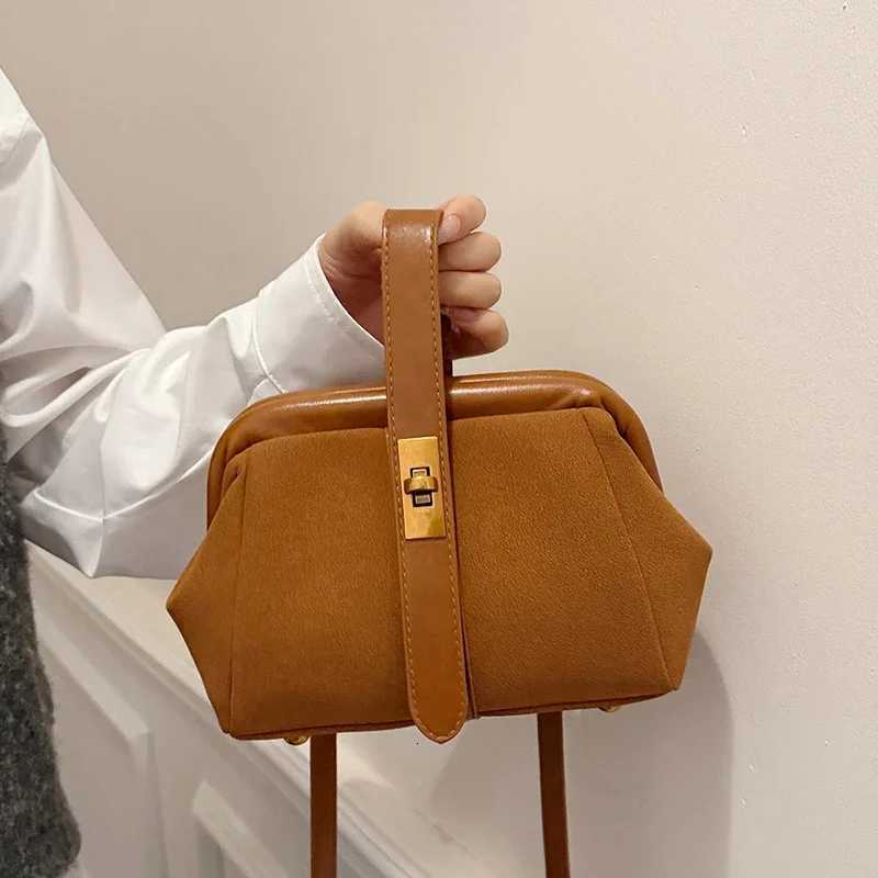 Sense of Luxury Solid Faux Suede and PU Frame Shoder and Crossbody Bags 2025 New High Quality Unique Design Handbags for Wen Y251120