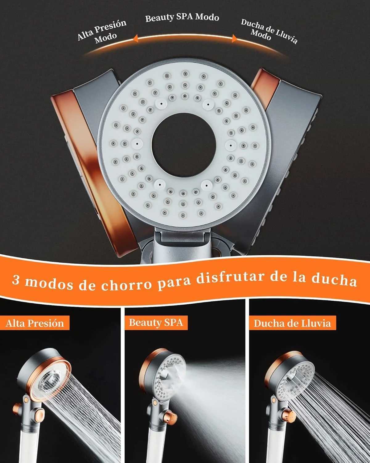 Shower Enclosure with Filter High Pressure Shower Head with 3 Modes Water Saving Bathroom Showers Rain Shower HeadM251120