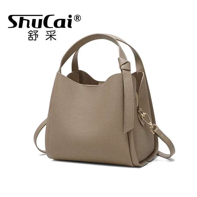 Genuine Leather Women's Handbag Shoulder Fashion Bucket Cowhide Crossbody Designer Bag For Women