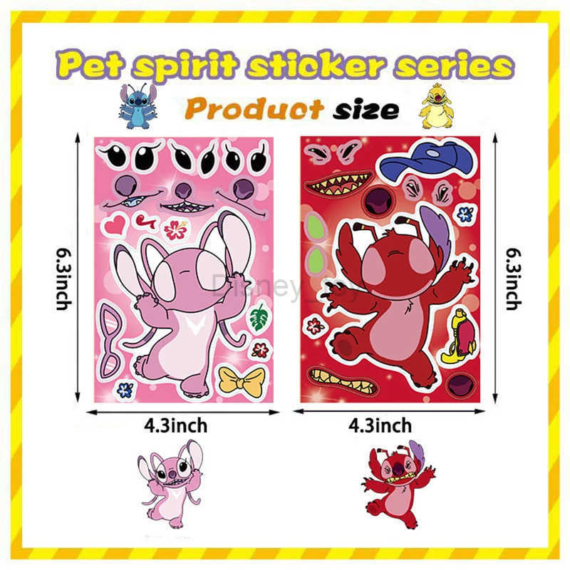Disney sticker 8 Disney stickers cartoon puzzle stickers cute childrens facial DIY toys fun assembly puzzle children boys and girls Y2504020