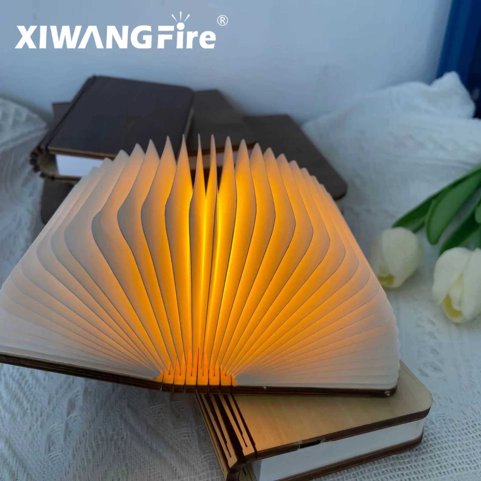 3D Folding Book Light LED Night Light 3-Color USB Charging Portable Wooden Magnetic Table Lamp Decoration Christmas Holiday Gift M251120