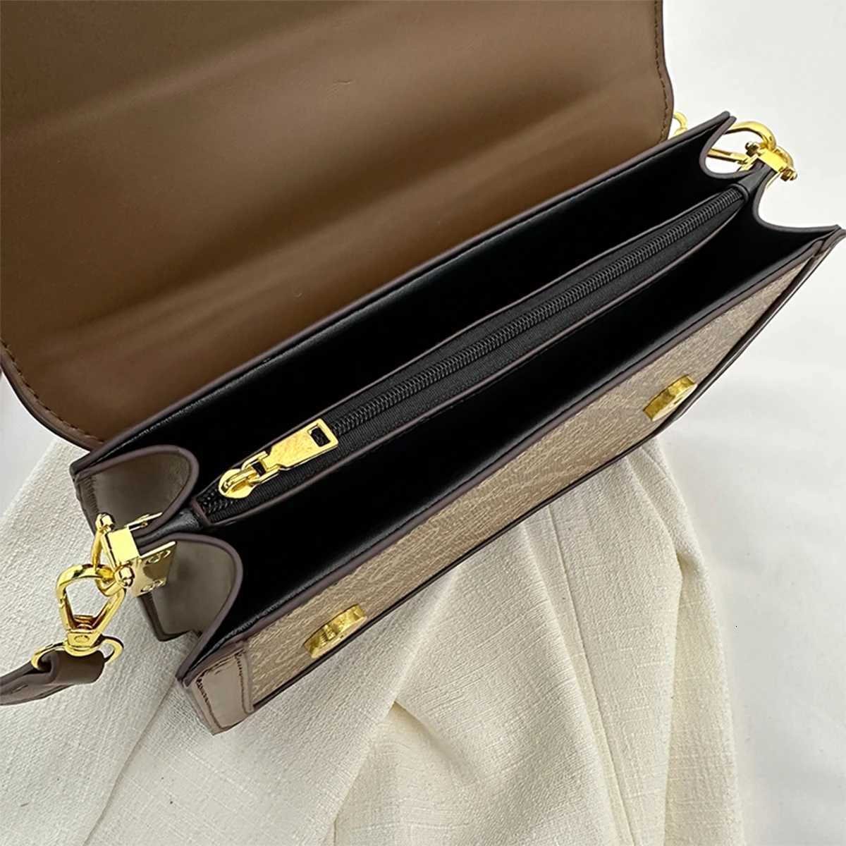 Vintage Letter-Print Crossbody Bag for Wen Quilted PU Trim Magnetic Flap Inner Zip Adjustable Strap for Daily Cmute Handbag Y251120