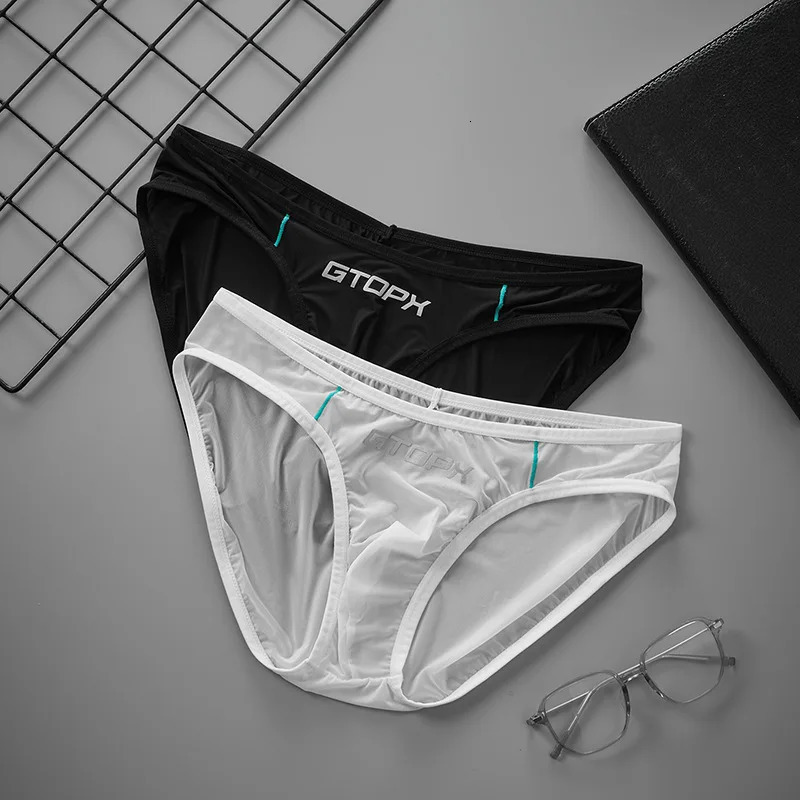 GTOPX Mens Underwear Thin Ice Silk Fabric Single Layer Ushaped Convertible Low Waist Transparent Sports Sexy 250417