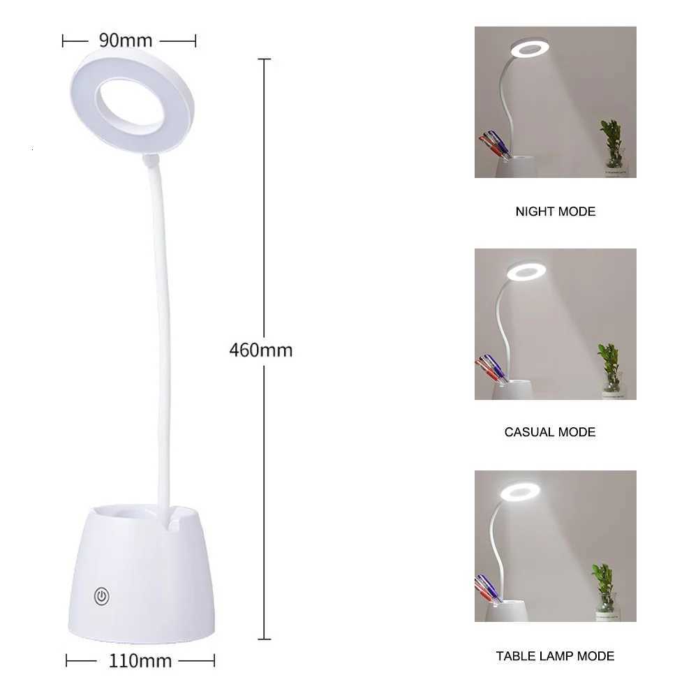Dimmable Table Light Flexible Touch Control Reading Lamp Flexible Book Desk Night Light USB Rechargeable For Studying Bedside M251120