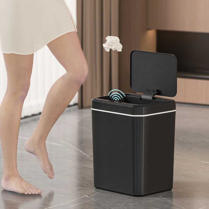 House Smart Sensor Trash Can Intelligent Touchless Trash Can Quiet Auto Motion Sensor Waste Bin for Kitchen Bathroom C251120