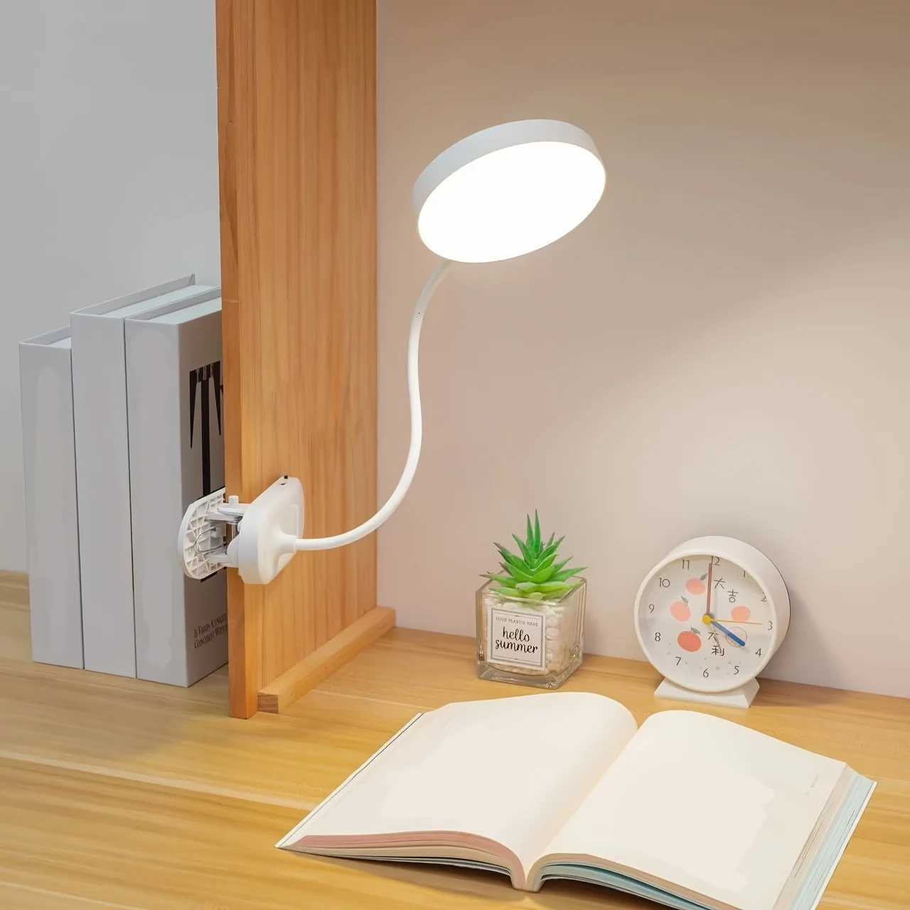 Portable USB Table Lamp Rechargeable Desk Lamp with Clip Bed Reading Night Light LED Touch 3 Modes Dimming Eye Protection Light M251120