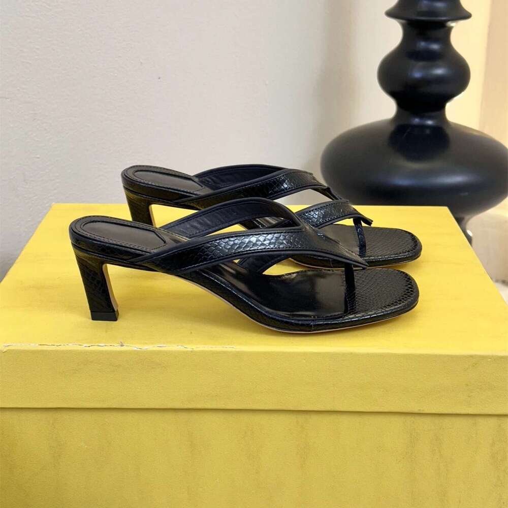 New Women Size34-42 Genuine Leather Flip-ps Med Heels Slippers Summer Slides Leisure Designer Shoes atillas De Mujer