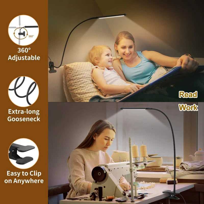 LED Desk Lamp With Clamp USB Power Dimmable Clip On 10 Brightness Level 3 Lighting Modes Flexible Study Table Reading Book Light M251120