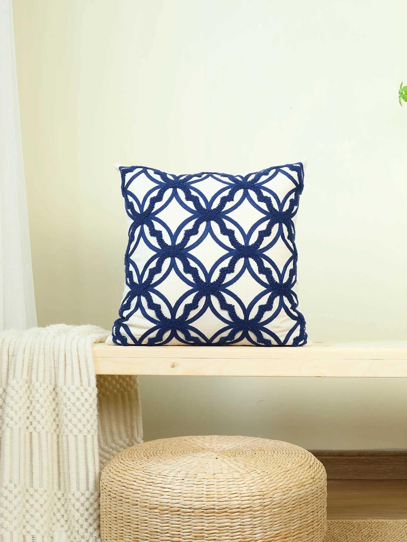 Pillow Case 1pc Solid color geometric cover cushion cover three-dimensional cushion cover embroidery headboard sofa cover C251120