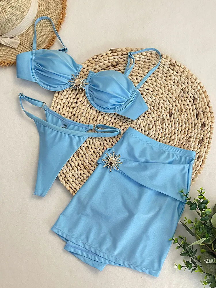 DEBAIOR Sexy Sun 3Piece Bikini 2025 Womens Swimsuit Black Swimsuit Brazilian Bikini Set Biquini Womens Swimsuit Beach Wear 250414Z