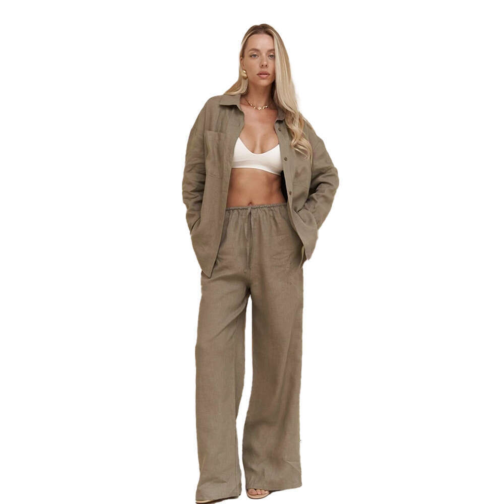 hoodie Women's Wear Cotton Sleeved Shirt Wide Leg Summer New Color Long Pants Casual Set jacket
