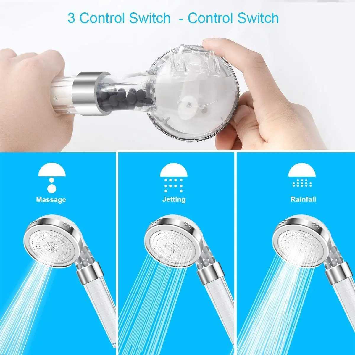 New Filtered Shower Head for Hard Water High Pressure Nozzles PP Cotton Filter Eco water Spa Shower Spray for Dry Hair SkinM251120