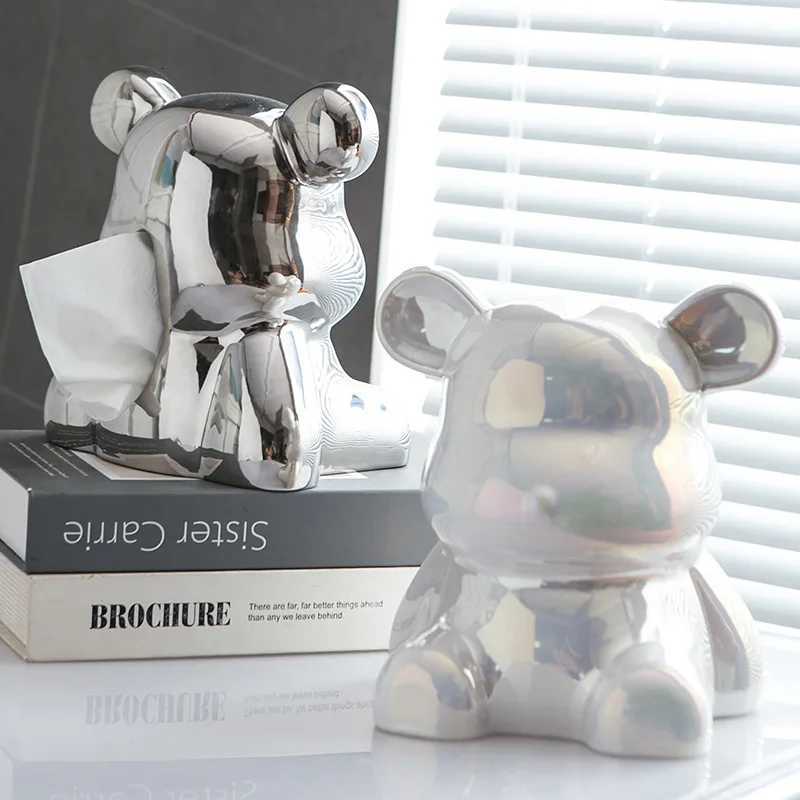 Ceramic Violence Bear Tissue Box Holder Light Luxury Home Table Tissue Box Bedroom Room Creative Organizer Kawaii Case C251120
