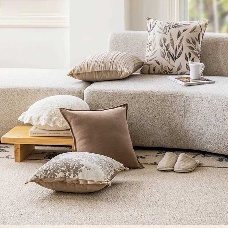 Pillow Case Brown coffee Modern Simplicity Covers Decorative Nordic Light Luxury Case 4545 Jacquard Living Room slip C251120