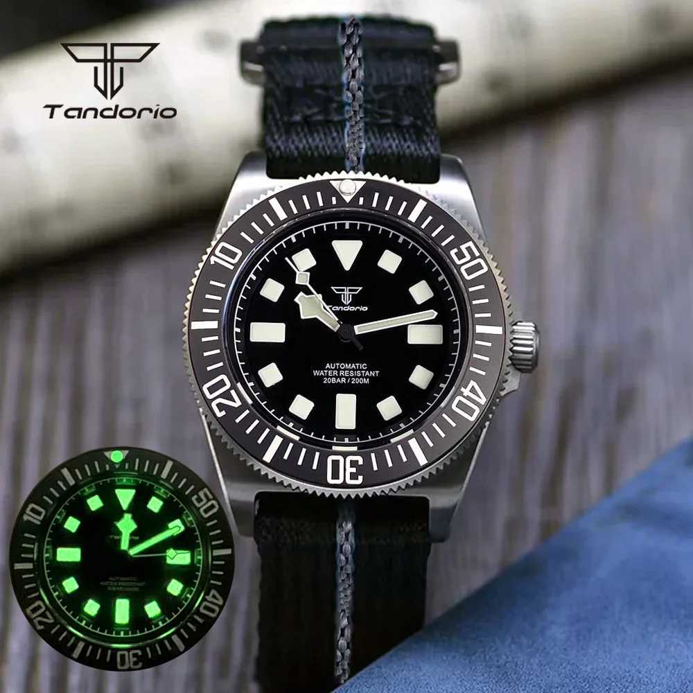 Tandorio Titanium 42mm Dive Mechanical Watch for Men Automatic NH35/PT5000 Movement Sapphire 20BAR Waterproof Wristwatch Lume G251120