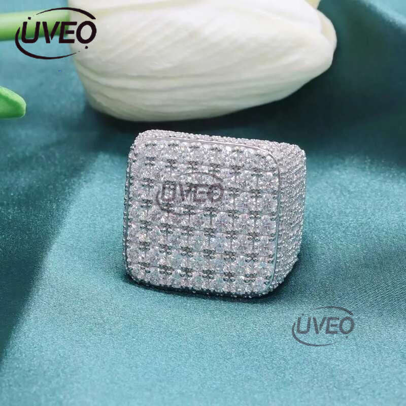 Custom Fine Hip Hop Iced Out Vvs Moissanite Ring Sterg Sier Full Men Hiphop Lab Free delivery