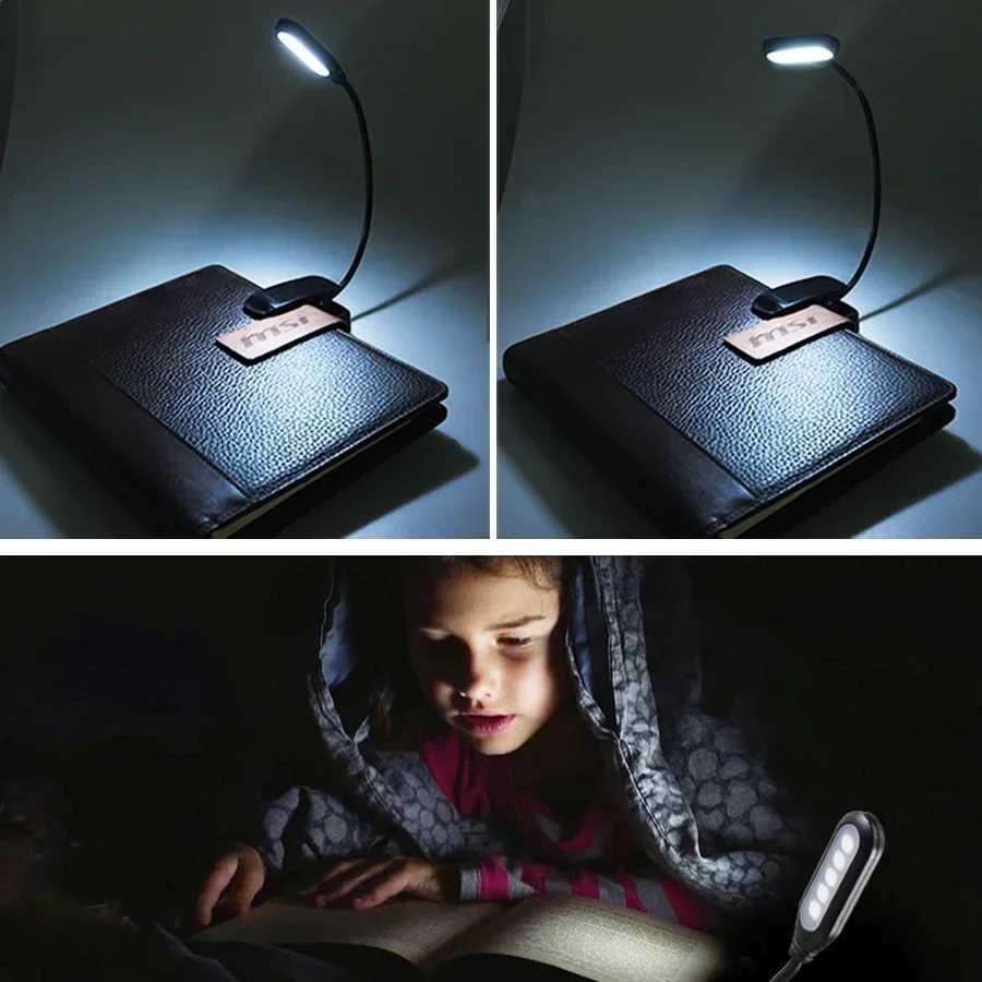 Battery Powered Mini LED Book Light with Clip Eye Protection Flexible Reading Lamp Desk Bedside Portable Night Light Study Light M251120