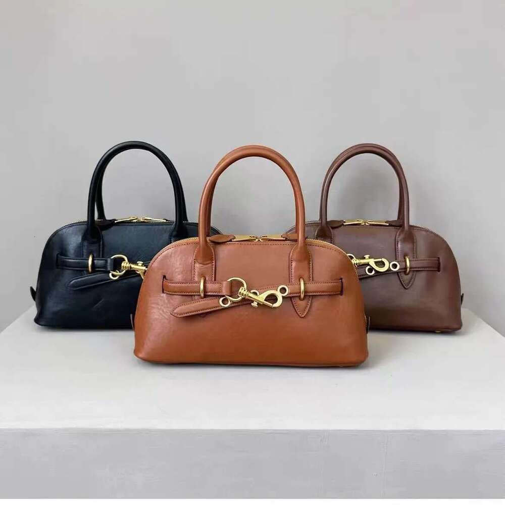 New Aventure Shell Baotou Layer Genuine Leather Retro Handbag, High End Briefcase, Cross Border Trend