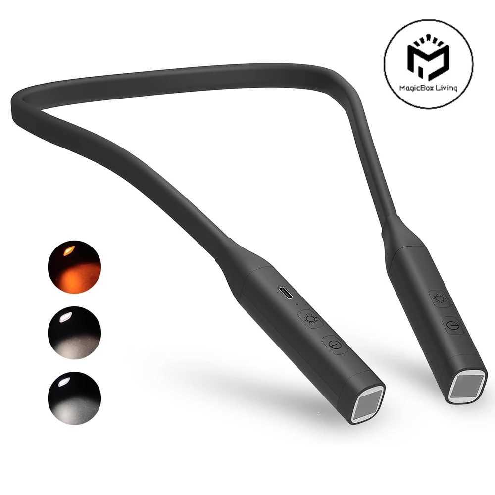 Led Rechargeable Neck Reading Light 3 Colors Book Light Stepless Dimming Neck Night Light Portable Mini Read Light For Kids Gift M251120