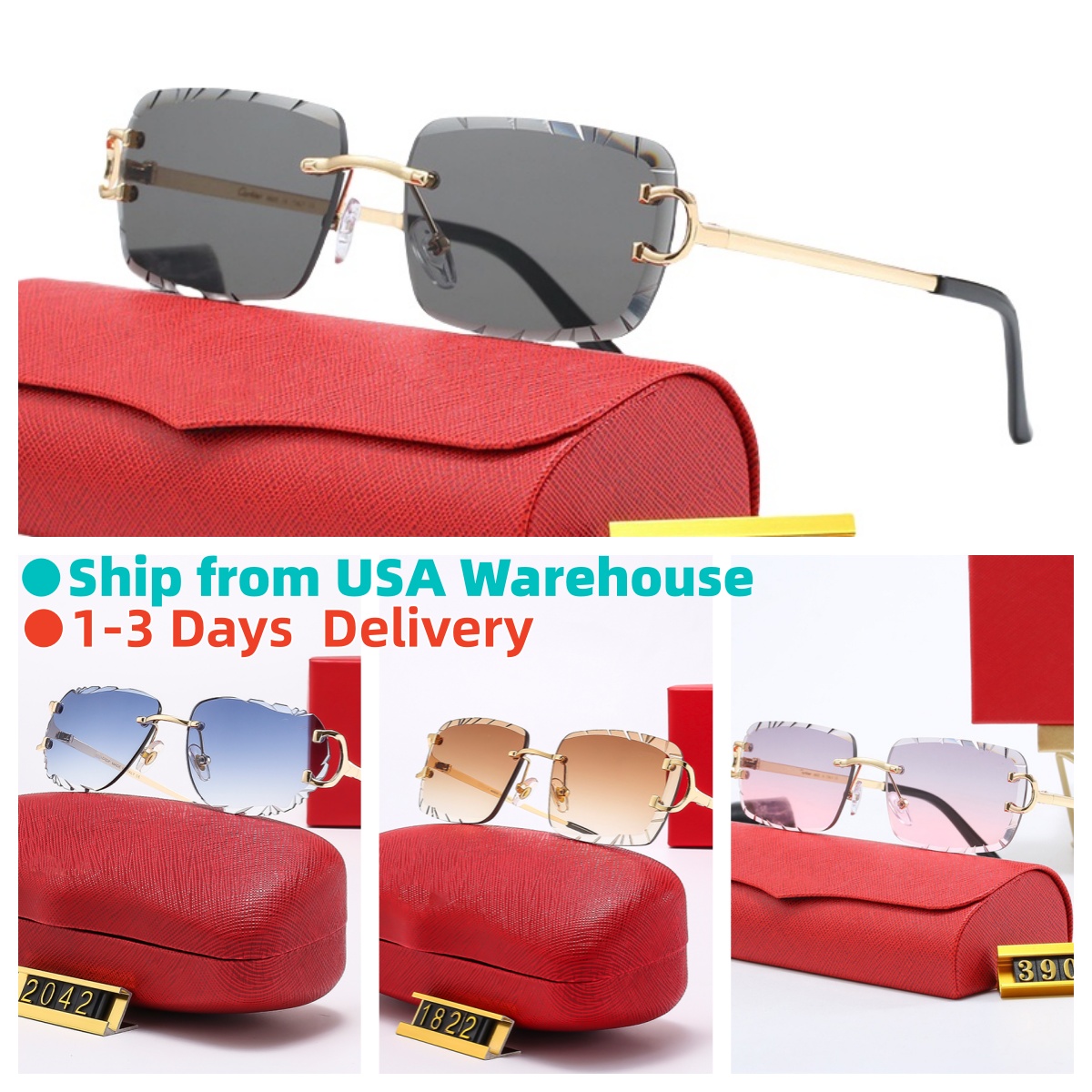 des lunettes de soleil new designer sunglasses women glasses men Gold and Silver Frameless Metal Round Oval Optical Frame Black Grey Transparent Sun Eyewear Glasses