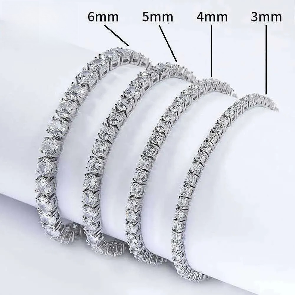 HipHop Jewelry ice out 3mm 4mm 5mm 6mm 925 sterling silver VVS Moissanite Diamond Tennis Link Chain Bracelet Necklaces