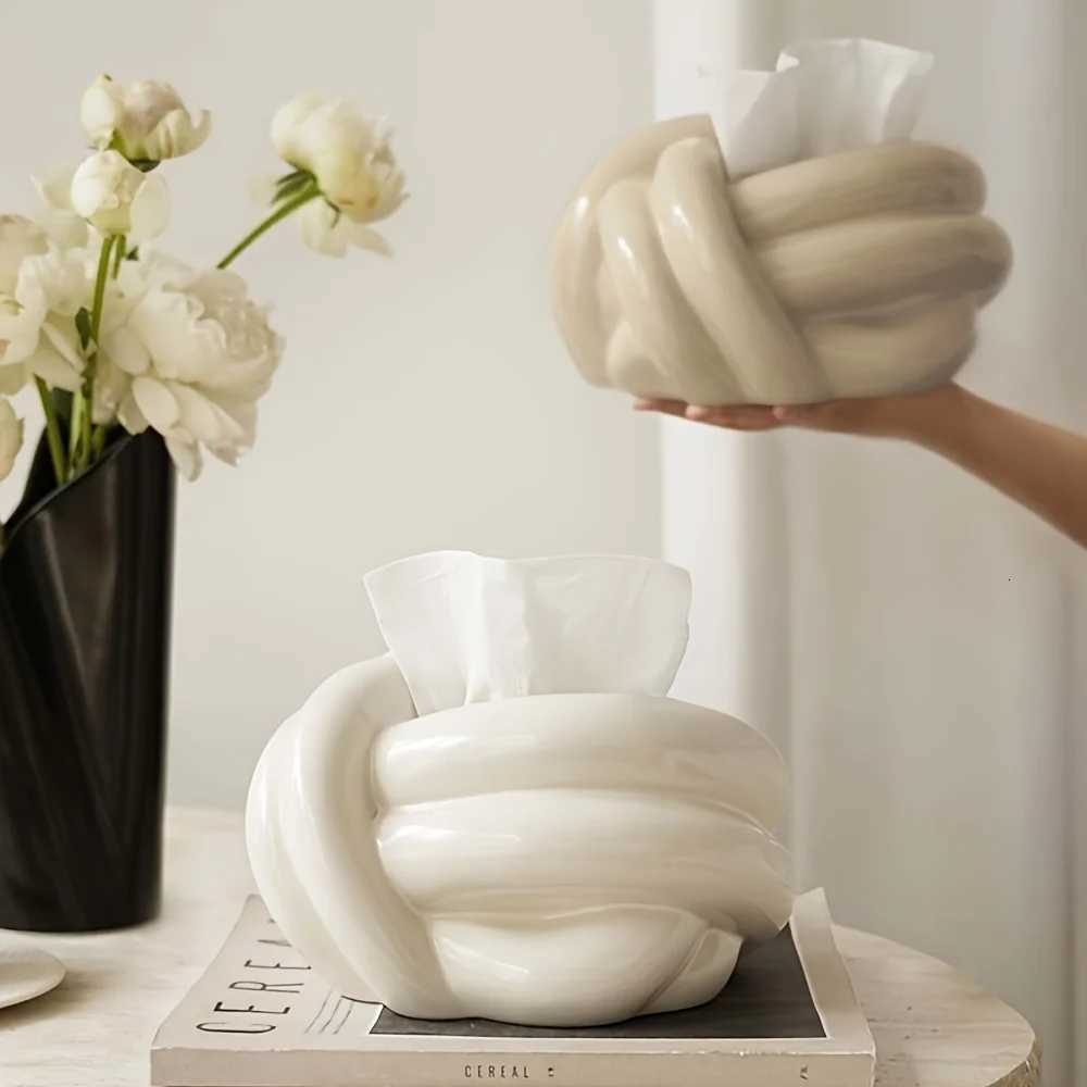 Creative Knot Ceramic Tissue Box Holder for Living Room Bedroom Table Home Decor C2511201