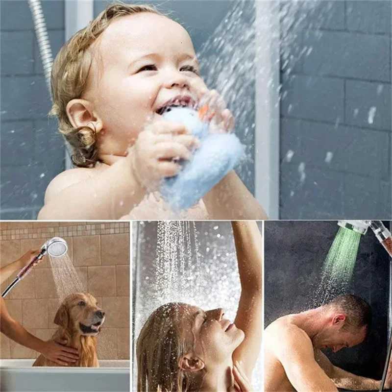 1pc LED Colorful Shower Head Temperature Control Changes Color Shower Head 7/3 Color Home Bathroom Hardware Shower AccessoriesM251120