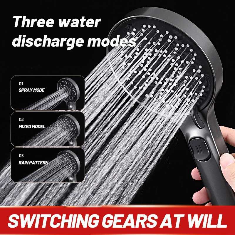 Large Panel Shower Head 3 Modes Adjustable High-Pressure Shower Head One Click Stop Water Fall Resistance Bathroom AccessoriesM251120