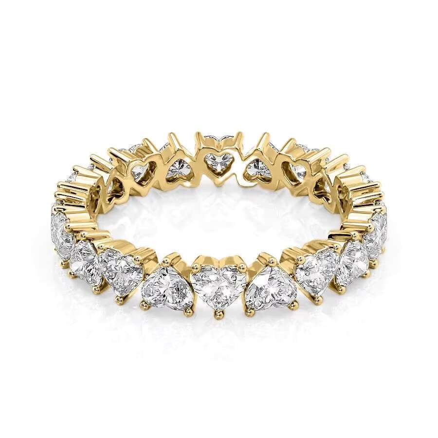 Engagement Ring 10k 14k 18k Solid Gold Heart Cut Moissanite Diamond Eternity Ring