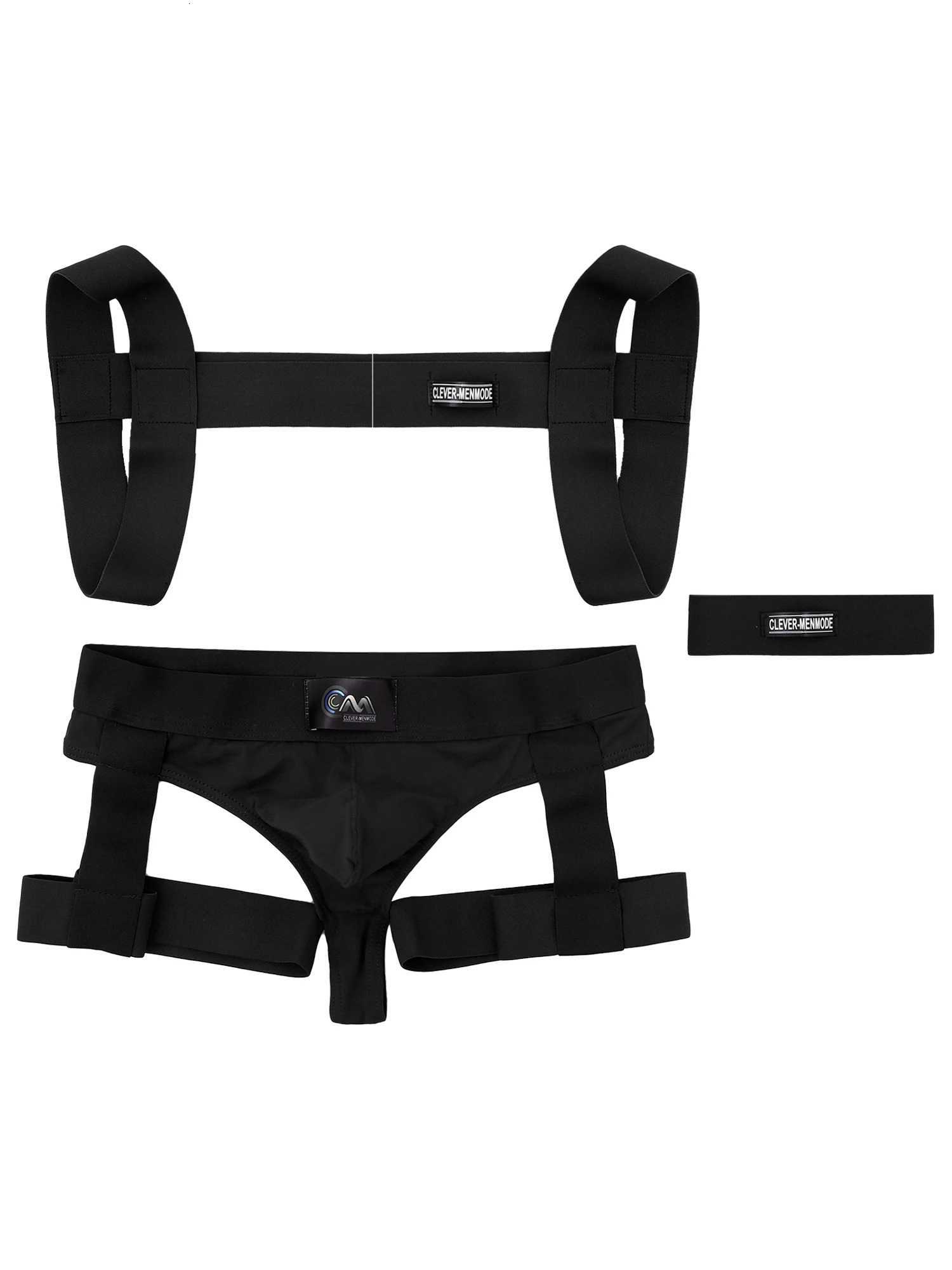 Mens 2 Piece Stretchy Body Chest Harness Garter Belt Boxer Briefs Jockstrap Underwear Athletic Supporter Suspender BodysuitW251120