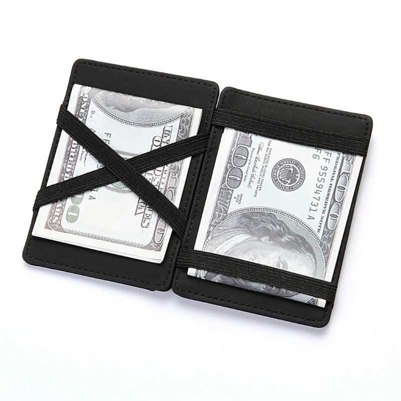 Ultra thin 2023 new mens PU leather mini magic wallet zipper coin wallet bag plastic credit card bank card holder W250419