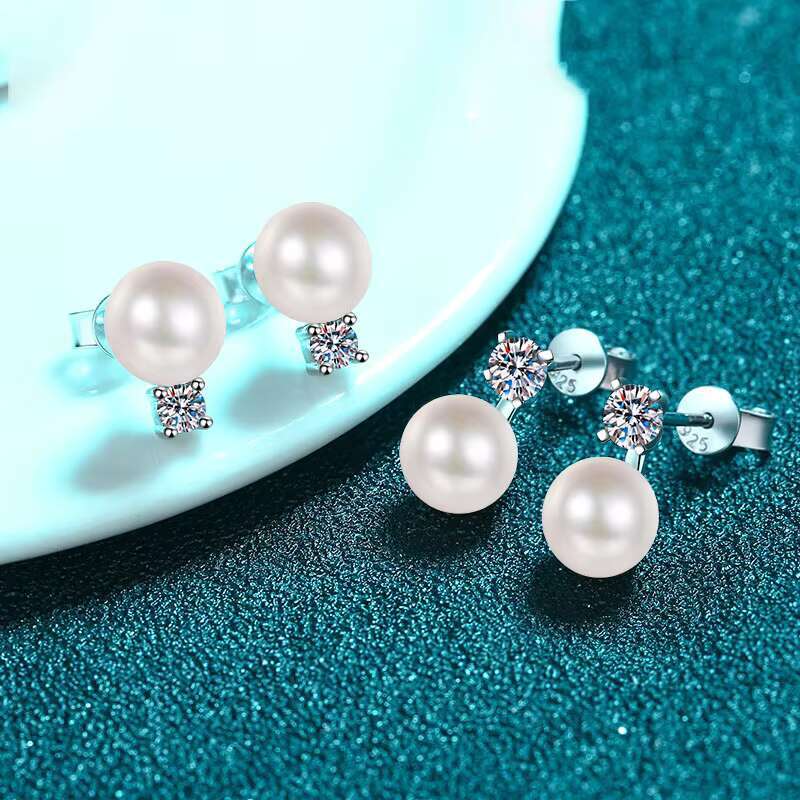 Classic and pure sier spodumene freshwater pearl earrings, fashionable "eternal love" party gift