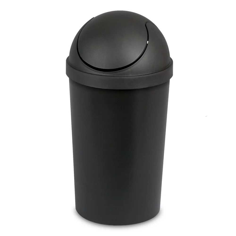 Round Plastic Swing Top Trash Can 3 Gallon Wastebasket Easy Clean Lid Ideal Bathroom Office Indoor Use C251120