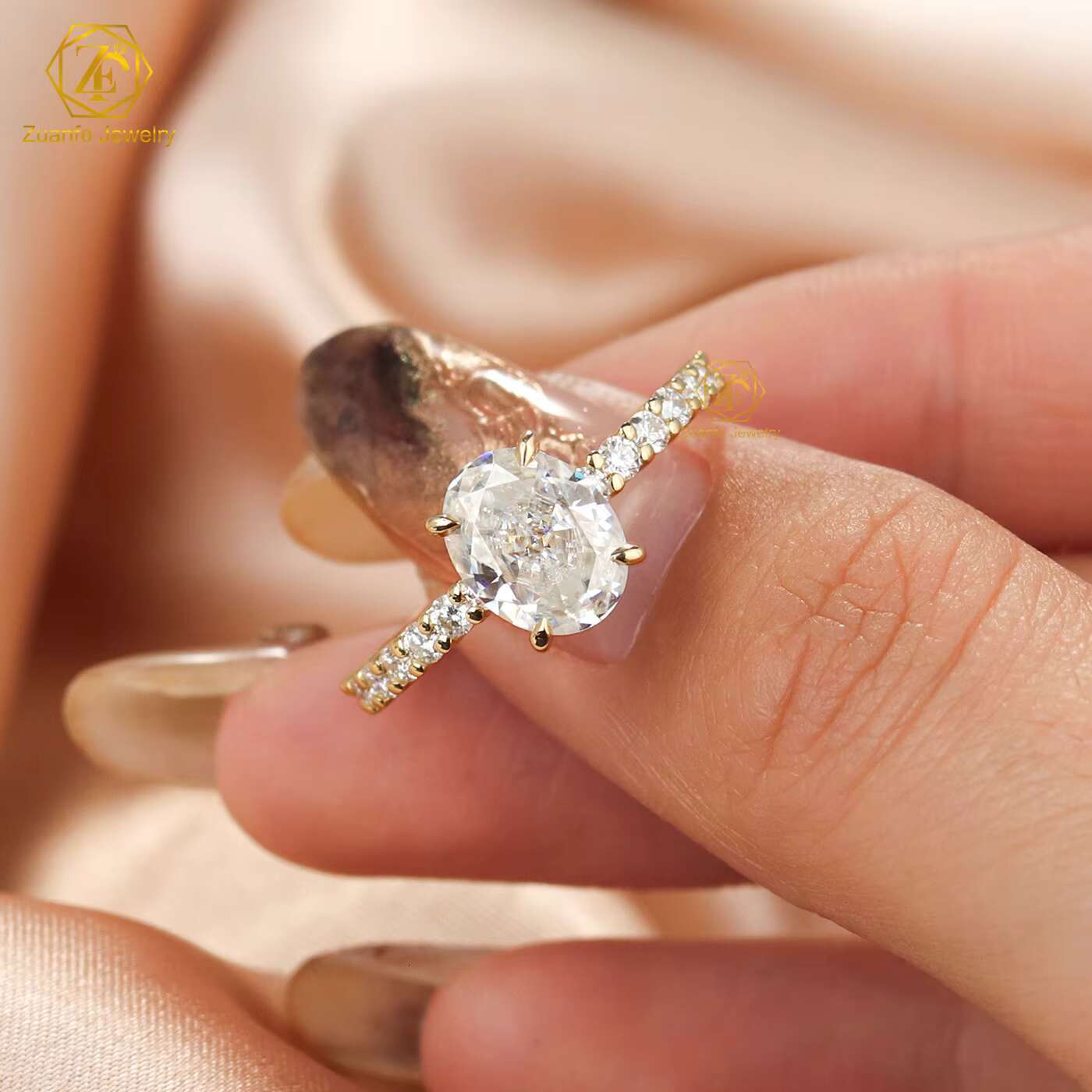 CVD Luxury 1ct 2ct 3ct 14K 18K Women Engagement Lab Created IGI Certified Oval Cut Diamond Lab Grown Wedding Ring