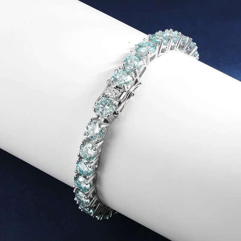 TBCYD 100% Real Blue Moissanite Tennis Bracelet For Women Men GRA Certified Original S Sier Lab Dia Hand Chain Jewelry