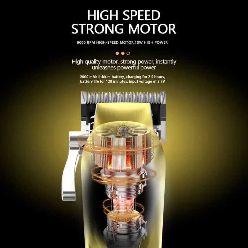 Kemei KM-1698 Mens Hair Clipper 9000RPM 10W High Power Full Metal DLC Blade LED Display Professional Hair Cutting Hair TrimmerT251120