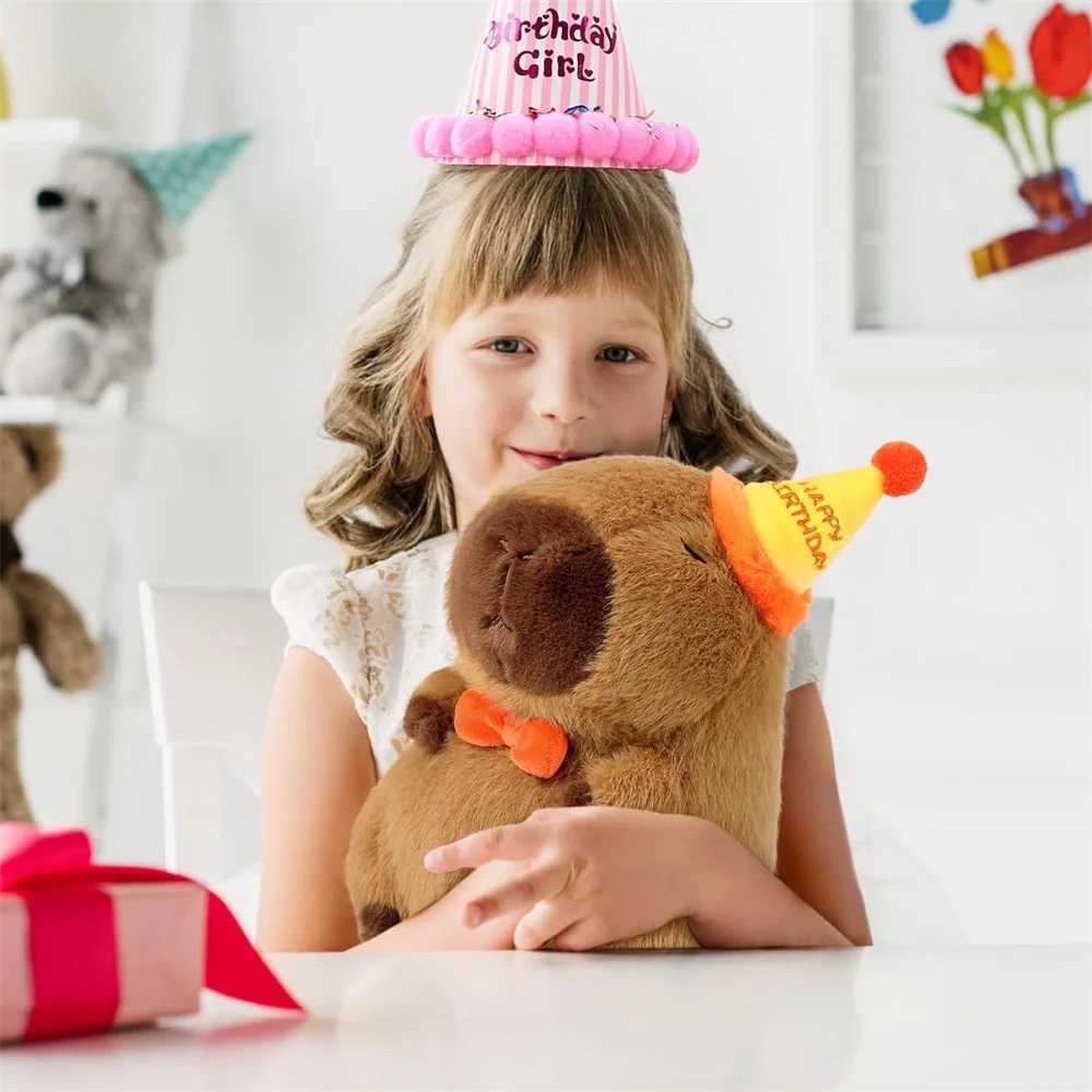 Cute Happy Birthday Capybara Plush Soft Capybara Stuffed Animal Soft Stuffed Toy Kawaii Birthday Gifts Party Decoration for Kids G251120