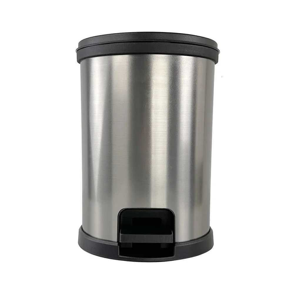 5 Gallon Round Step Trash Can Touchless Bathroom Wastebasket Durable Pedal Design Silver C251120
